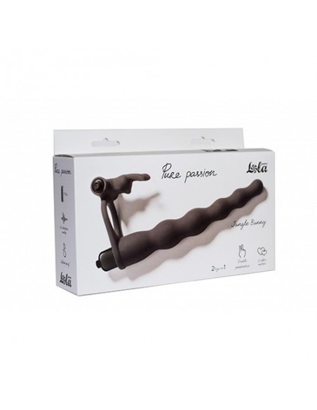 Strapon Z Wibracjami Pure Passion Jungle Bunny Black - Strap-ony, dilda na pasku z wibracją - 1