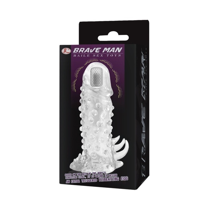 Nakładka na penisa Brave Man Vibrating z wibracją, 18 cm - 5
