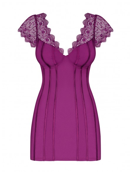 Bielizna Nocna Moketta Koszulka I Stringi Fioletowa L/Xl - Koszule nocne - 5