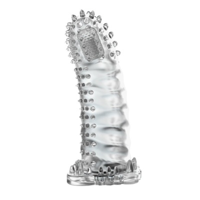 Nakładka na penisa Brave Man Vibrating 18 cm z wibrującą kapsułą i wypustkami - 1
