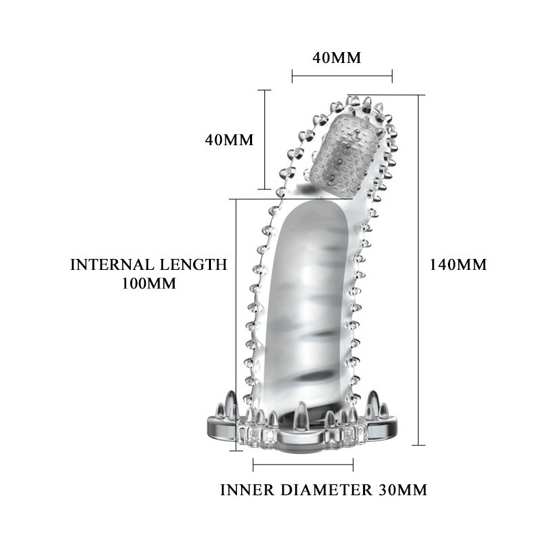 Nakładka na penisa Brave Man Vibrating 18 cm z wibrującą kapsułą i wypustkami - 3