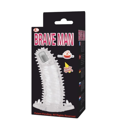 Nakładka na penisa Brave Man Vibrating 18 cm z wibrującą kapsułą i wypustkami - 4