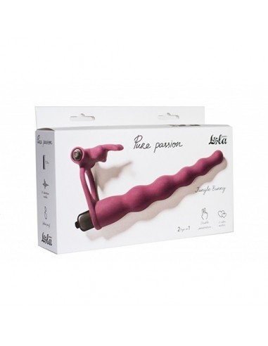 Strapon Z Wibracjami Pure Passion Jungle Bunny Wine Red - Strap-ony, dilda na pasku z wibracją - 1