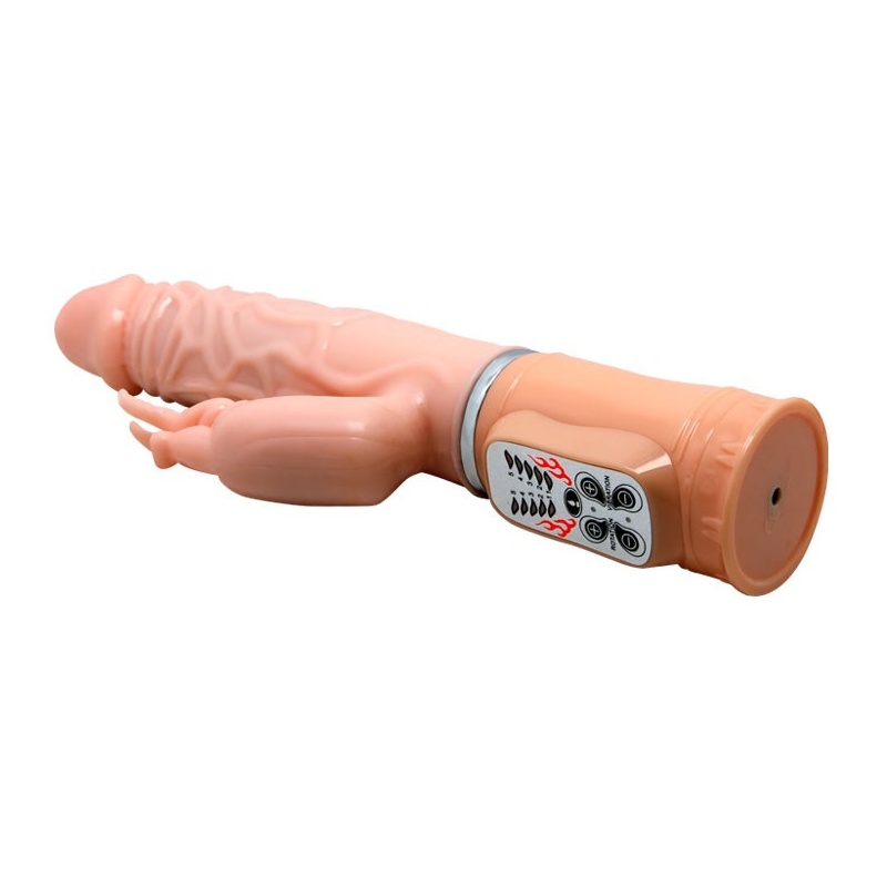 Wibrator Fire Dragon z 5 wibracjami i 5 obrotami, funkcją grzania do 48°C oraz stymulatorem łechtaczki, długość 26 cm, średnica - 3