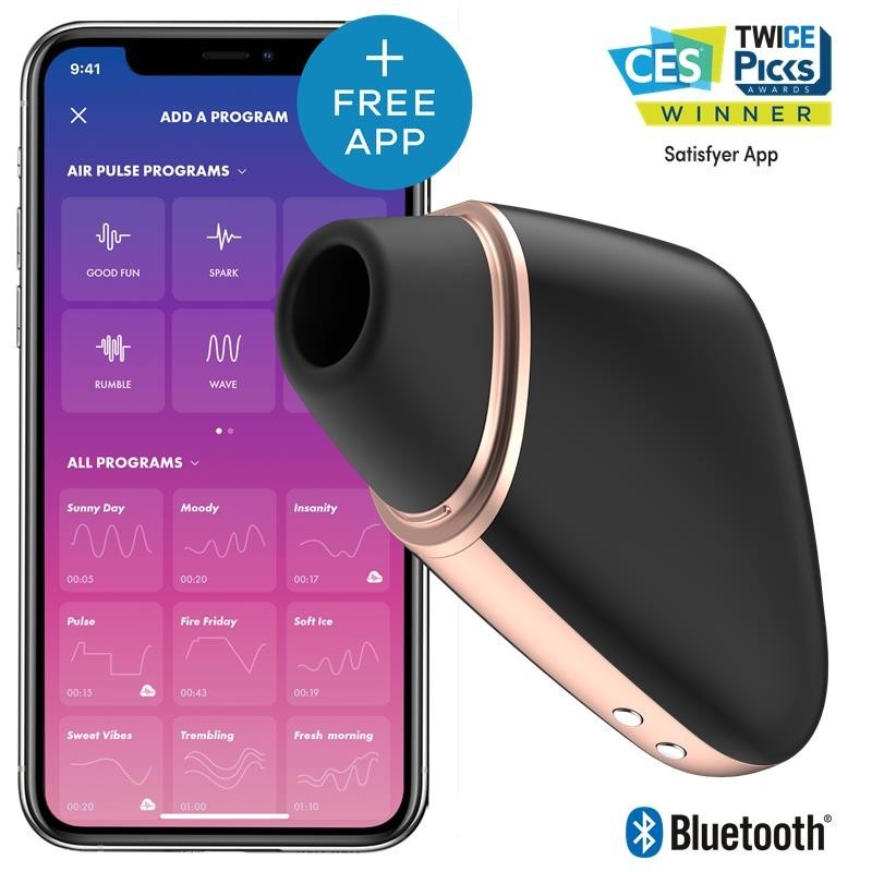Stymulator łechtaczki Satisfyer Love Triangle Air Pulse + Wibracje, czarny, 10,6 cm - 2