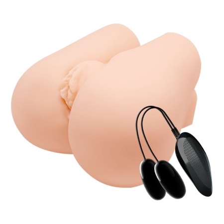 Masturbator Realistic Vagina & Anal Vibrating z dwoma otworami, 20 x 19 x 11,5 cm - 1