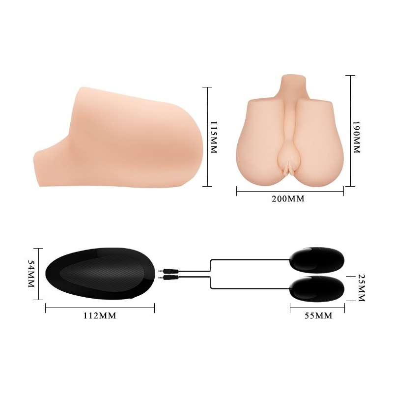 Masturbator Realistic Vagina & Anal Vibrating z dwoma otworami, 20 x 19 x 11,5 cm - 11