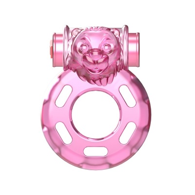 Wibrujący pierścień na penisa Bear Pink z silikonu medycznego 4,5×3,5×2,5 cm - 1