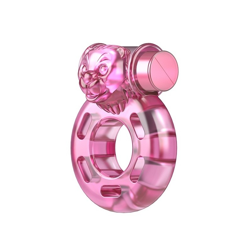 Wibrujący pierścień na penisa Bear Pink z silikonu medycznego 4,5×3,5×2,5 cm - 3