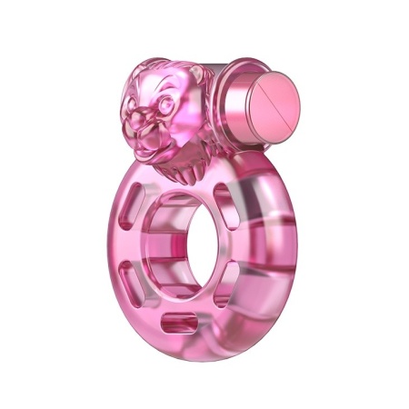 Wibrujący pierścień na penisa Bear Pink z silikonu medycznego 4,5×3,5×2,5 cm - 3