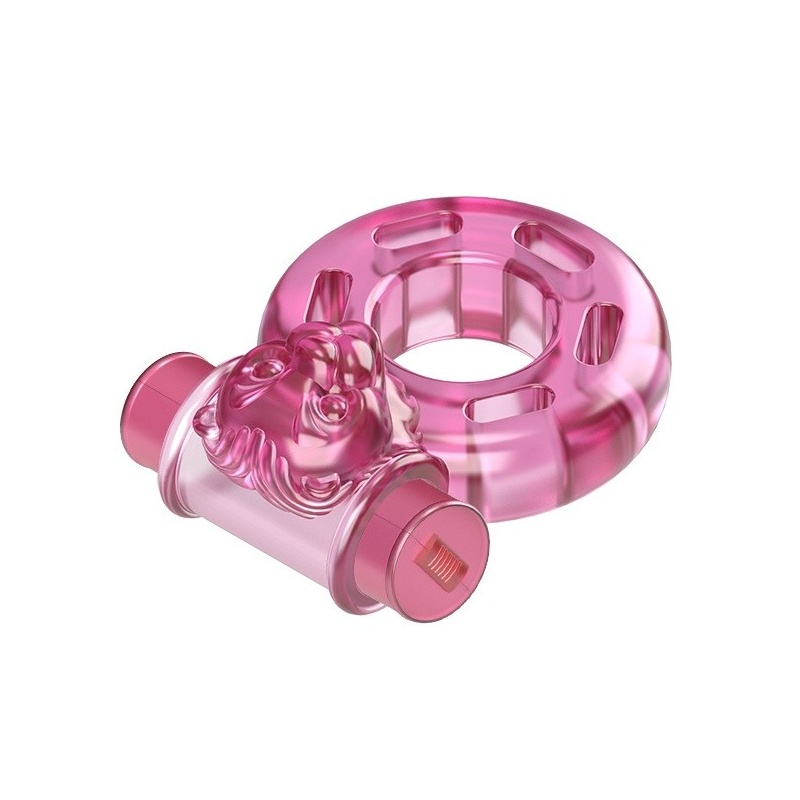 Wibrujący pierścień na penisa Bear Pink z silikonu medycznego 4,5×3,5×2,5 cm - 4