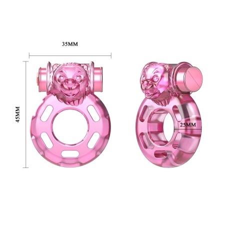 Wibrujący pierścień na penisa Bear Pink z silikonu medycznego 4,5×3,5×2,5 cm - 5