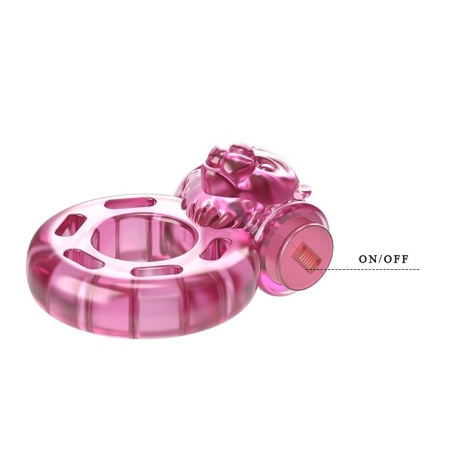 Wibrujący pierścień na penisa Bear Pink z silikonu medycznego 4,5×3,5×2,5 cm - 7
