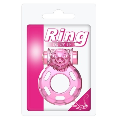 Wibrujący pierścień na penisa Bear Pink z silikonu medycznego 4,5×3,5×2,5 cm - 1 2