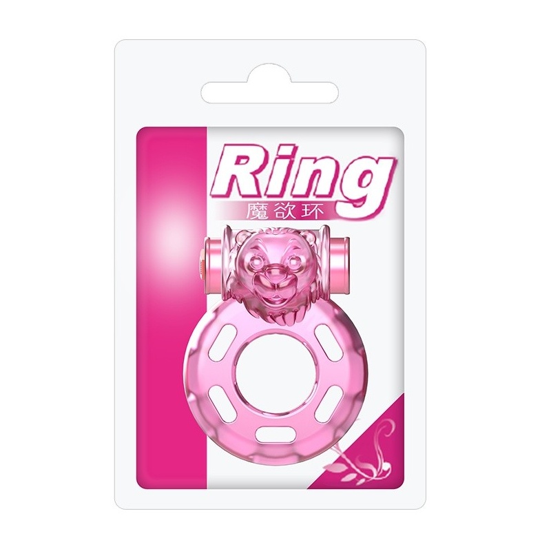 Wibrujący pierścień na penisa Bear Pink z silikonu medycznego 4,5×3,5×2,5 cm - 2