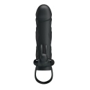 Nakładka na penisa z wibracją łechtaczkową i paskiem na jądra, 14 cm - 1