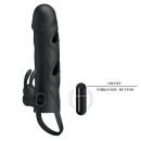 Nakładka na penisa z wibracją łechtaczkową i paskiem na jądra, 14 cm - 4