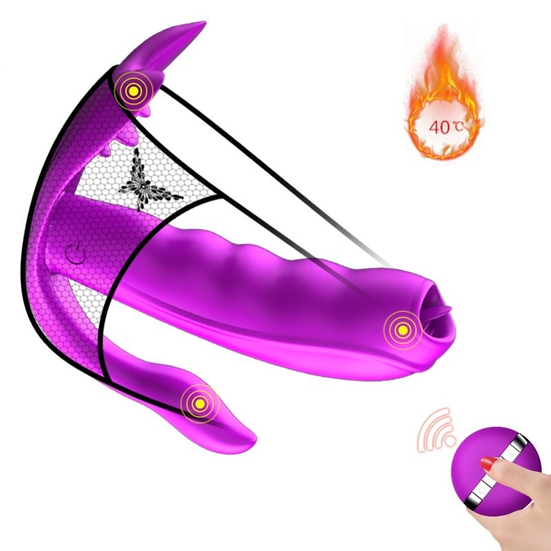 Stymulator do majtek Silicone Panty Vibrator - silikonowy masażer z 7 funkcjami wibracji, podgrzewaniem, ruchomym języczkiem i p - 3