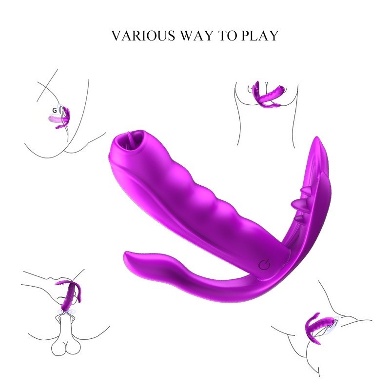 Stymulator do majtek Silicone Panty Vibrator - silikonowy masażer z 7 funkcjami wibracji, podgrzewaniem, ruchomym języczkiem i p - 4