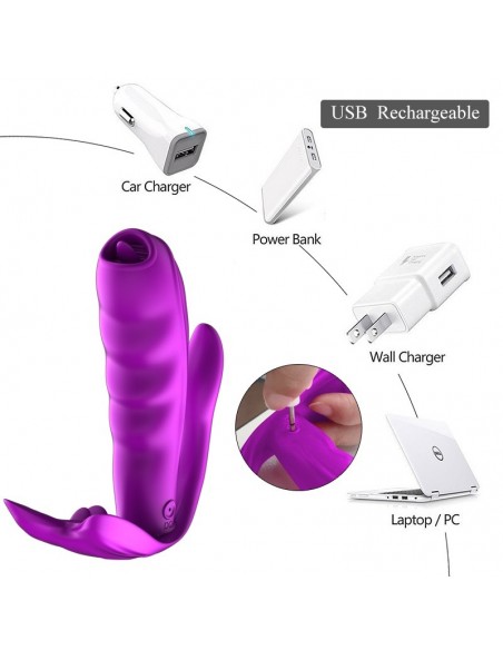 Stymulator Łechtaczki i Puntu G z Języczkiem do Majteczek na Pilota - Wibratory Motylki - 5