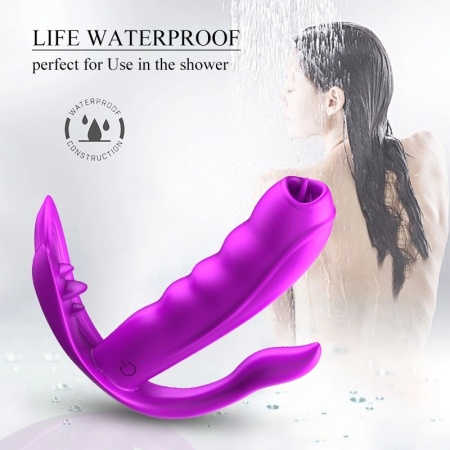 Stymulator do majtek Silicone Panty Vibrator - silikonowy masażer z 7 funkcjami wibracji, podgrzewaniem, ruchomym języczkiem i p - 7