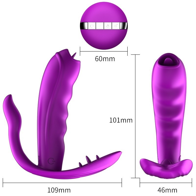 Stymulator do majtek Silicone Panty Vibrator - silikonowy masażer z 7 funkcjami wibracji, podgrzewaniem, ruchomym języczkiem i p - 8