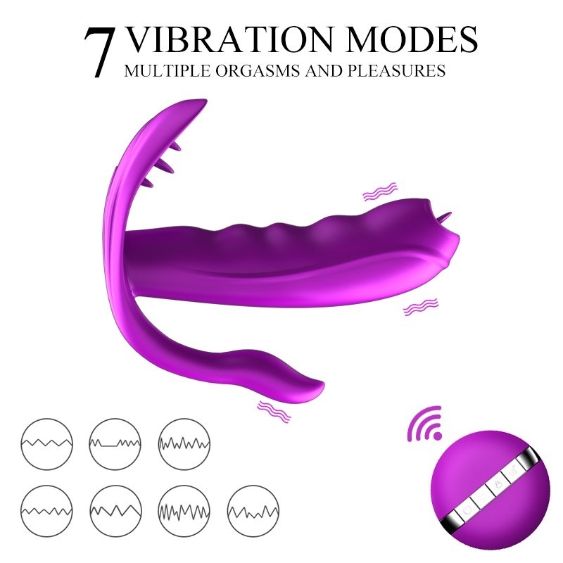 Stymulator do majtek Silicone Panty Vibrator - silikonowy masażer z 7 funkcjami wibracji, podgrzewaniem, ruchomym języczkiem i p - 9