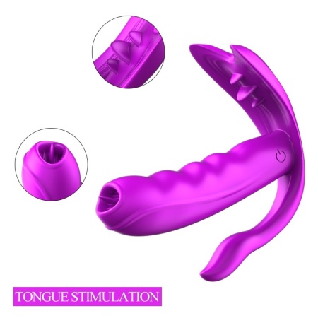 Stymulator do majtek Silicone Panty Vibrator - silikonowy masażer z 7 funkcjami wibracji, podgrzewaniem, ruchomym języczkiem i p - 10