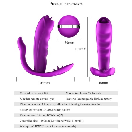 Stymulator do majtek Silicone Panty Vibrator - silikonowy masażer z 7 funkcjami wibracji, podgrzewaniem, ruchomym języczkiem i p - 13