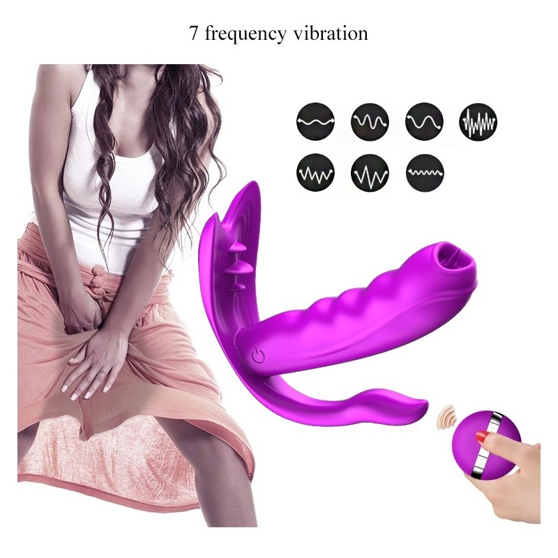 Stymulator do majtek Silicone Panty Vibrator - silikonowy masażer z 7 funkcjami wibracji, podgrzewaniem, ruchomym języczkiem i p - 16