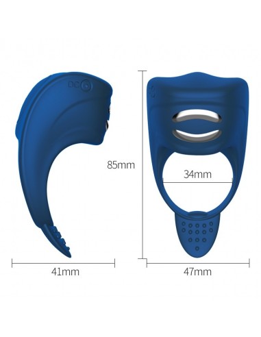 Pierścień z wibracjami Silicone Ring Niebieski Usb 7 Funkcji + Elektrostymulacja - Pierścienie erekcyjne wibrujące - 3