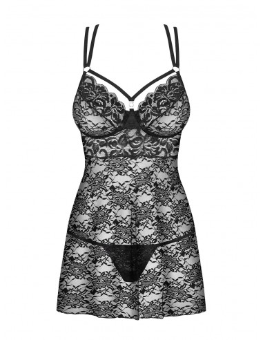 860-Bab-1 Babydoll I Stringi Czarna   - Babydoll - 5