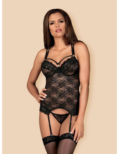 Zestaw 860-Cor-1 Gorset I Stringi Czarny - Komplety bielizny erotycznej - 3