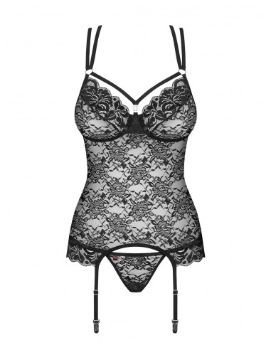 Zestaw 860-Cor-1 Gorset I Stringi Czarny - Komplety bielizny erotycznej - 5