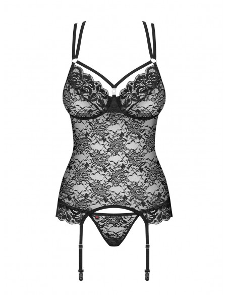 Zestaw 860-Cor-1 Gorset I Stringi Czarny - Komplety bielizny erotycznej - 5