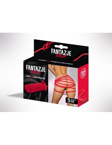 Fantazje BDSM Lina do krępowania Czerwona - Liny, sznury BDSM - 1