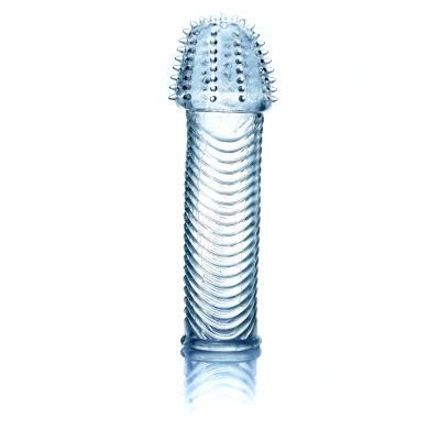 Stymulator-Penis Sleeve - elastyczna nakładka na penisa z wypustkami, długość całkowita 14 cm - 1