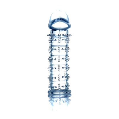 Stymulator-Penis Sleeve - elastyczna żelowa nakładka na penisa z kulistymi wypustkami, długość całkowita 12 cm - 1 2