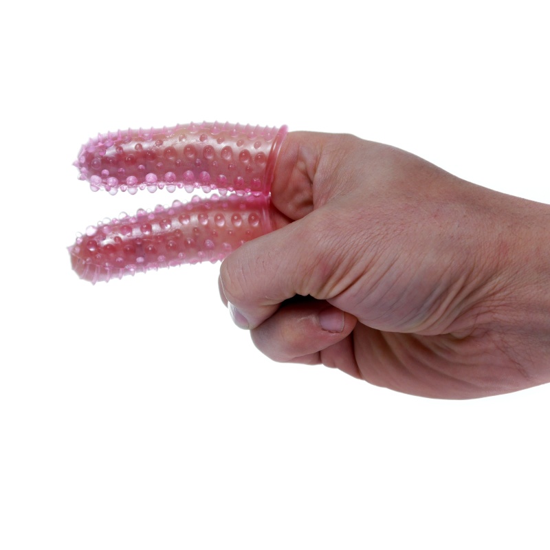 Nakładki na palce Fingers Pink - podwójna tekstura prążkowano-wypustkowa, elastyczne, dopasowane do palca, 2 szt. - 4