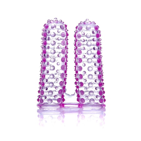Stymulator Wonderful Fingers Purple - dwustronne nakładki na palce z teksturą prążkowaną i wypustkową - 2