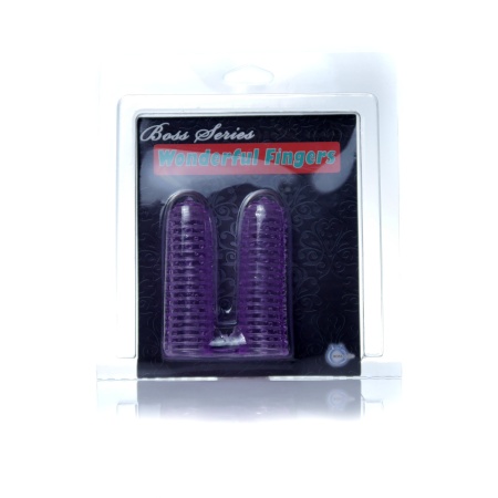 Stymulator Wonderful Fingers Purple - dwustronne nakładki na palce z teksturą prążkowaną i wypustkową - 5
