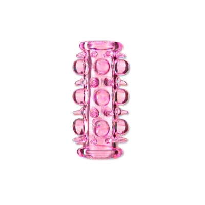 Stymulator Stretchy Sleeve Pink - elastyczna nakładka przelotowa z wypustkami, rozmiar uniwersalny - 1