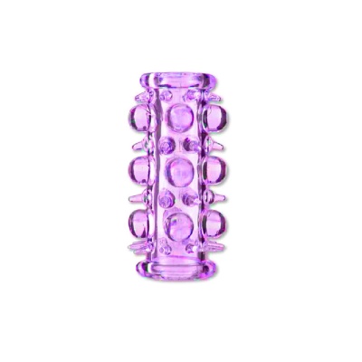 Stymulator Stretchy Sleeve Purple - rozciągliwa nakładka przelotowa na penisa z wypustkami stymulującymi, uciskiem obwodowym i e - 1