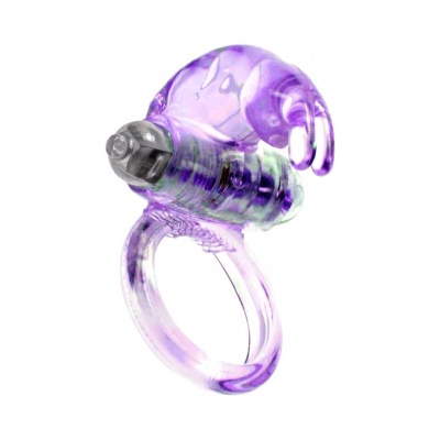 Pierścień erekcyjny Rabbit Vibro CockRing Purple - wibrujący stymulator z wypustką na łechtaczkę, TPR/ABS, zasilanie bateryjne - 1 2