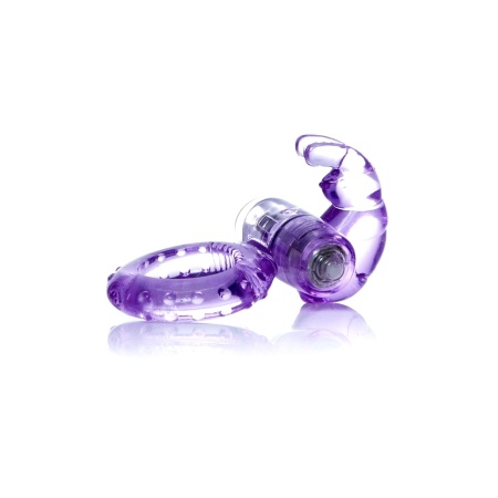Pierścień erekcyjny Rabbit Vibro CockRing Purple - wibrujący stymulator z wypustką na łechtaczkę, TPR/ABS, zasilanie bateryjne - 1
