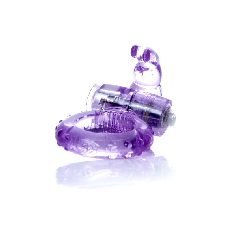 Pierścień erekcyjny Rabbit Vibro CockRing Purple - wibrujący stymulator z wypustką na łechtaczkę, TPR/ABS, zasilanie bateryjne - 3