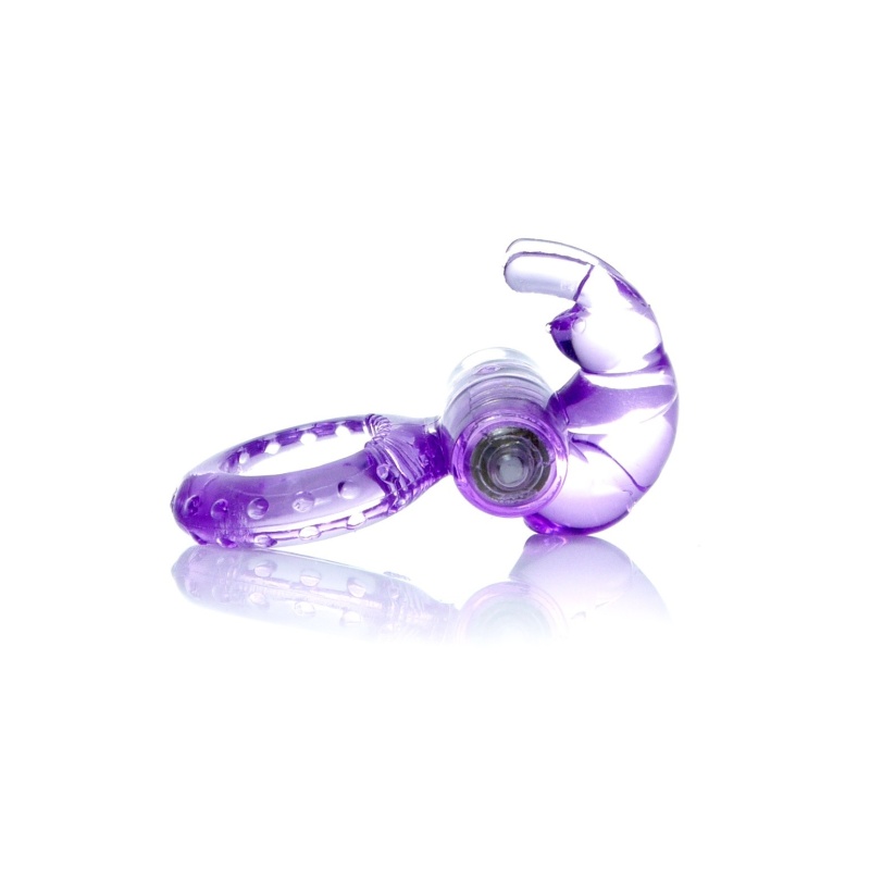 Pierścień erekcyjny Rabbit Vibro CockRing Purple - wibrujący stymulator z wypustką na łechtaczkę, TPR/ABS, zasilanie bateryjne - 4