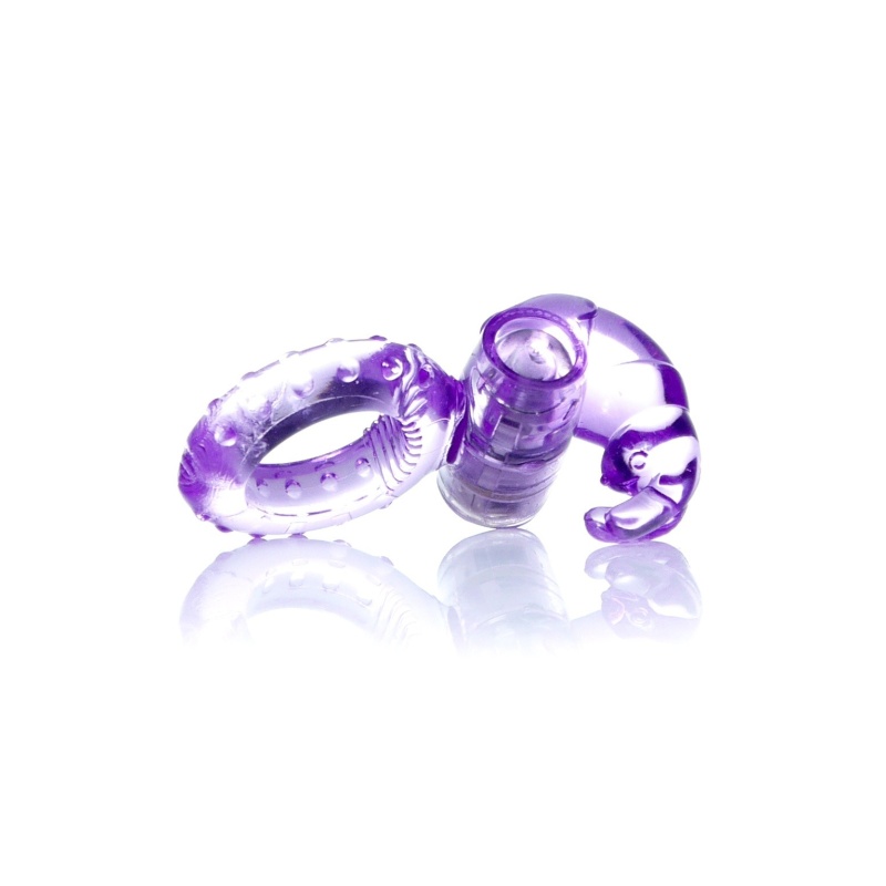Pierścień erekcyjny Rabbit Vibro CockRing Purple - wibrujący stymulator z wypustką na łechtaczkę, TPR/ABS, zasilanie bateryjne - 5