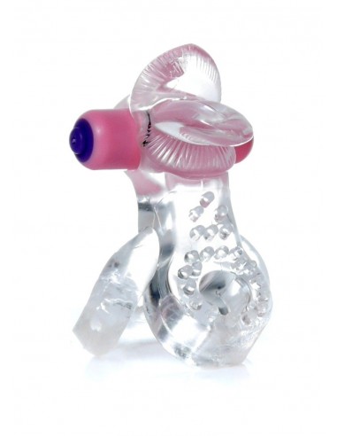 Pierścień na Penisa wibrujący Tongue Vibro Cockring Clear - Pierścienie erekcyjne wibrujące - 2