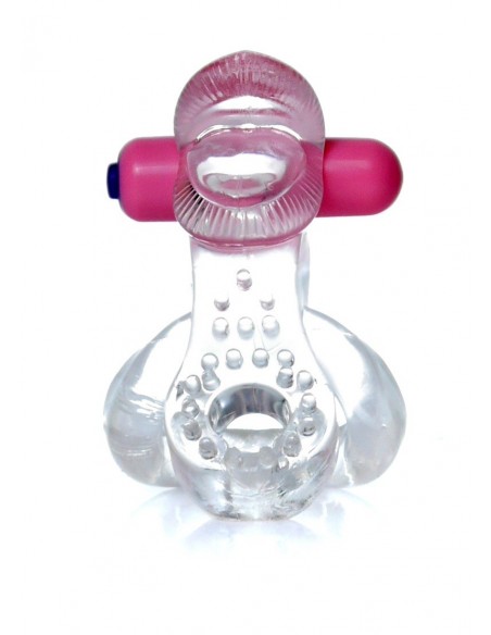 Pierścień na Penisa wibrujący Tongue Vibro Cockring Clear - Pierścienie erekcyjne wibrujące - 3